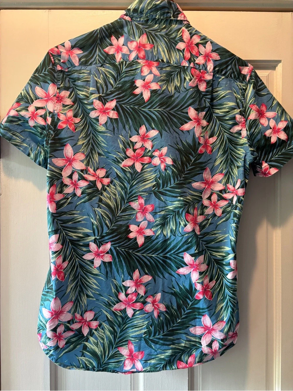 J. Crew Blue Tropical Hawaiian Floral Button-Up slim fit Shirt Small